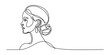 © Single Outline  - Minimalist continuous single line drawing of a beautiful woman profile with hair bun representing elegance beauty fashion style and feminine grace Vector, illustration