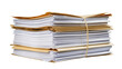 © TONSTOCK - Thick stack of documents and manila folders tied with rubber band, isolated on transparent background