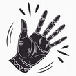 © Akash - Illustration of a human hand gesture for waving hello or goodbye with greeting illustration monochrome