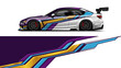 © Lailatul - High-octane race car with colorful livery featuring blue, purple, yellow and orange stripes and aerodynamic graphics.
