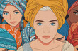 © jiawei - Group of Diverse Women Wearing Stylish Head Wraps