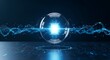 © Sidiq Hariadi Diang - A glowing technological sphere or orb inside a transparent glass light bulb structure future quantum computing core or plasma energy source digital tech presentation background