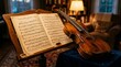 © NURDIYANNA - Elegant Violin and Sheet Music in Cozy Home Interior Setting