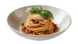 © pixogram - Spaghetti bolognese with fresh basil and parmesan cheese, isolated on transparent background