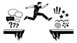 © iVGraphic - Graphic illustration of a man depicting leaping a gap between problems and success for business concept