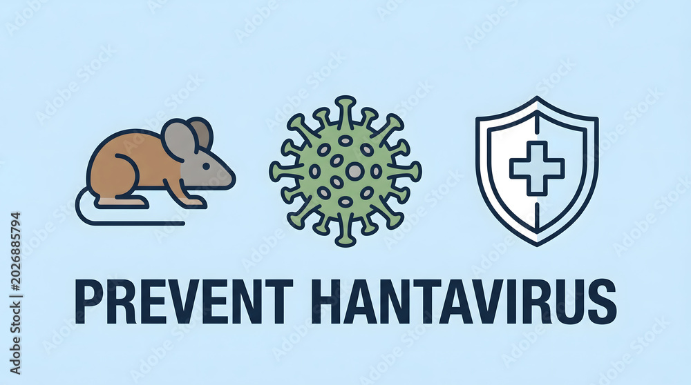 Stock-Foto „Hantavirus prevention banner with mouse virus and shield ...