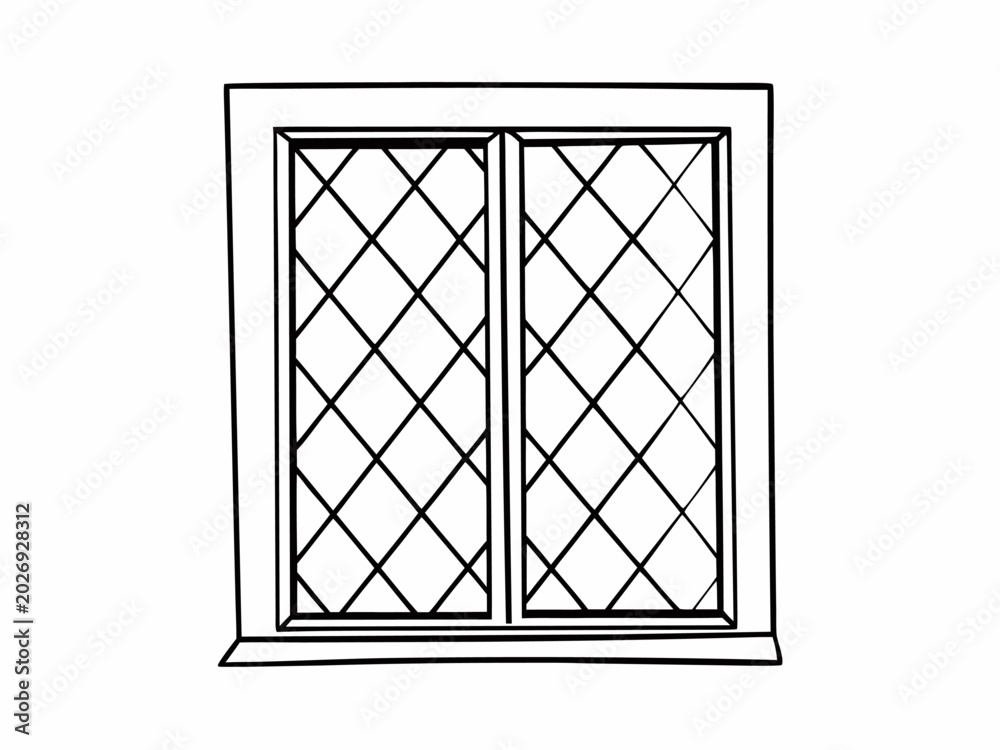 Draw Diamond Window Diamond lattice window closed in simple square frame Stock Vector ...