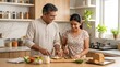 © ZHMPRO - Father and teenage daughter preparing vegetarian sandwiches together in a cozy bright kitchen for a healthy snack.