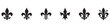 © Jeremy_Show - Fleur-de-lis icon set. Heraldic lily symbol collection. Royal lily ornament, medieval french decoration and scout emblem signs. Vector illustration, flat black silhouettes on white background.