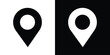 © bibin - Classic map pointer pinpoint vector icon. Solid black and white minimal navigation markers for digital maps, travel apps, tracking, and location placement.