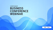 © 365 days studio - Abstract business conference webinar background with blue gradient wave shapes. Modern horizontal fluid template for corporate presentation slides, technology forum banners, or online meeting backdrop