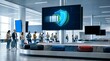 © Love 4 YOU - Airport baggage claim area with a digital screen displaying a luggage security icon