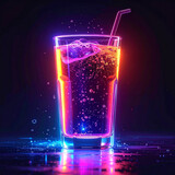 Vibrant neon cocktail with straw