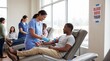 © Alexey - Blood donation process with professional nurse assisting a male donor in a bright medical clinic during a community blood drive for healthcare and saving lives