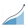© Sejjil - Financial growth chart with rising arrow, blue business data graph showing upward trend, conceptual success and profit increase visualization for corporate reports isolated on Transparent