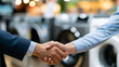 © Laura - Business deal handshake beside a brand new household appliance, consumer goods retail deal and product purchase agreement concept, showroom defocused in background, faceless,