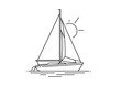 © Kodor - Minimalist sailboat illustration with sun outline against a white backdrop design