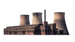 © AnaMaria - Industrial power plant with cooling towers and chimney, isolated on transparent background