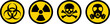 © MR7 - Set hazard danger yellow vector signs. Radiation sign, Biohazard sign, Toxic sign, Gas mask file.
