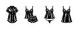 © 11ua - Collection of elegant black lingerie and sleepwear illustrations in vintage style