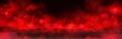 © klyaksun - Red smoke cloud overlay with realistic texture. Vector illustration of fog swirls glowing, spooky Halloween effect, burning fire mist, mma sports floor design, mysterious smoky hell atmosphere