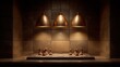 © buraratn - Elegant Chessboard Display under Warm Pendant Lighting in a Cozy Room with Textured Walls and Rich Earthy Tones
