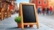 © NovaVision - Chalkboard a frame sign outdoor cafe terrace
