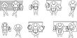 © al - Create a realistic Top view lineof sitting people set, diverse characters with bags and books in overhead perspective, clean minimal outline style for urban and architectural drawing use vector art .