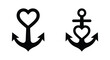 © Gahima - Two black anchor silhouettes with heart shaped tops on a white background silhouette
