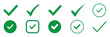 ©   - green checkmark sign icon set check mark vector illustration set inside circle. Set of green check mark icons in different styles and shapes. Each symbol indicates approval or confirmation encircled