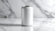 © baru - Plain white soda can with reflection on marble surface, isolated beverage container for product display or mockups