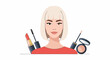 © Sip - A stylish woman with blonde bob haircut and makeup products