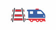 © sikelgajah - Simple, stylized illustration of a blue and red train on railroad tracks