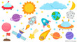© Cumi Studio - Cute Space Cartoon Elements Collection with Rocket, Planets, Sun and Moon