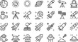 © md - Collection of hand drawn space exploration and science icons isolated on transparent background