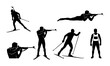 © Imran - Biathlon Athlete Silhouettes, Winter Sport Action Poses, Skiing and Shooting Graphics, Competitive Winter Sports Vector Illustrations