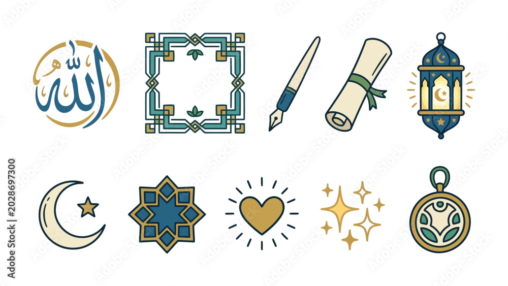 Islamic Cultural Icons: A collection of elegant Islamic cultural icons ...