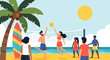 © miftakhul - Diverse group of people playing beach volleyball on a sunny day.
