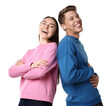 © New Africa - Young couple laughing at joke on white background