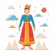 © ari - Person in Traditional Asian Attire with Mountains and Clouds