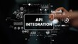 © InfiniteFlow - Modern API Integration Concept with Data Visualization and Technology Elements on Dark Background. Asymptotic smart data analytic.