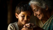 © Pranjul - Heartfelt 4K close-up of traditional Holi tilak ritual in Indian home.