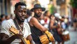 © BERKAH - African American men playing musical instruments.