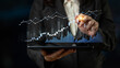 © InfiniteFlow - A professional woman engaged in financial analysis using a tablet. Visual data including graphs and charts illustrate key market trends and business performance. Scalp