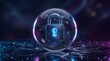 © Sukon - Secure network access and privacy safety concept with a glowing lock inside a glass sphere.