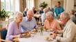 © Image - happy seniors enjoying family lunch together indoors