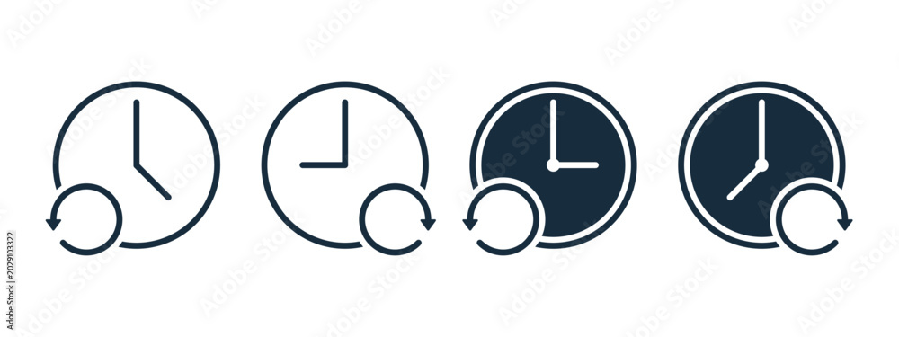 Refresh Time History Icon with Clock and Loop Arrow Symbol. Timeline ...