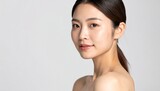 ナチュラルな美容ライフと健康的な輝き肌 / Japanese Young Woman Natural Wellness Lifestyle — Calm Glowing Flawless Skin, No-Makeup Fresh Look, Soft Natural Light, Cinematic Beauty Commercial, Versatile Stock Photo, Ultra-