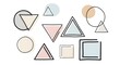 © Andi - Abstract geometric shapes with soft pastel colors and hand-drawn outlines on a white background
