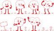 © Ahsan - Cartoon heart and cloud characters expressing various emotions in a field